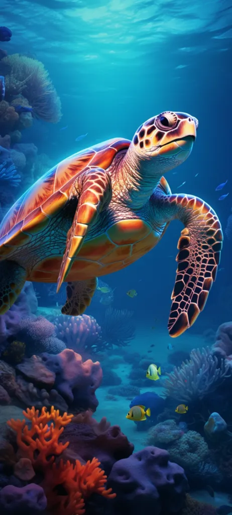 Tortuga marina en arrecife de coral