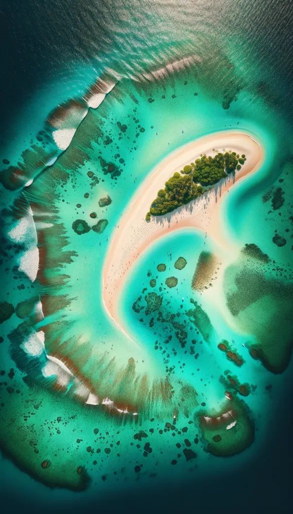 Playa tropical con aguas turquesas vista desde dron