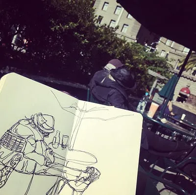 Caminata por San Francisco en dibujo de línea continua 1