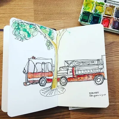 Caminata por San Francisco en dibujo de línea continua 4