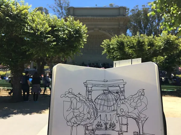 Caminata por San Francisco en dibujo de línea continua 5