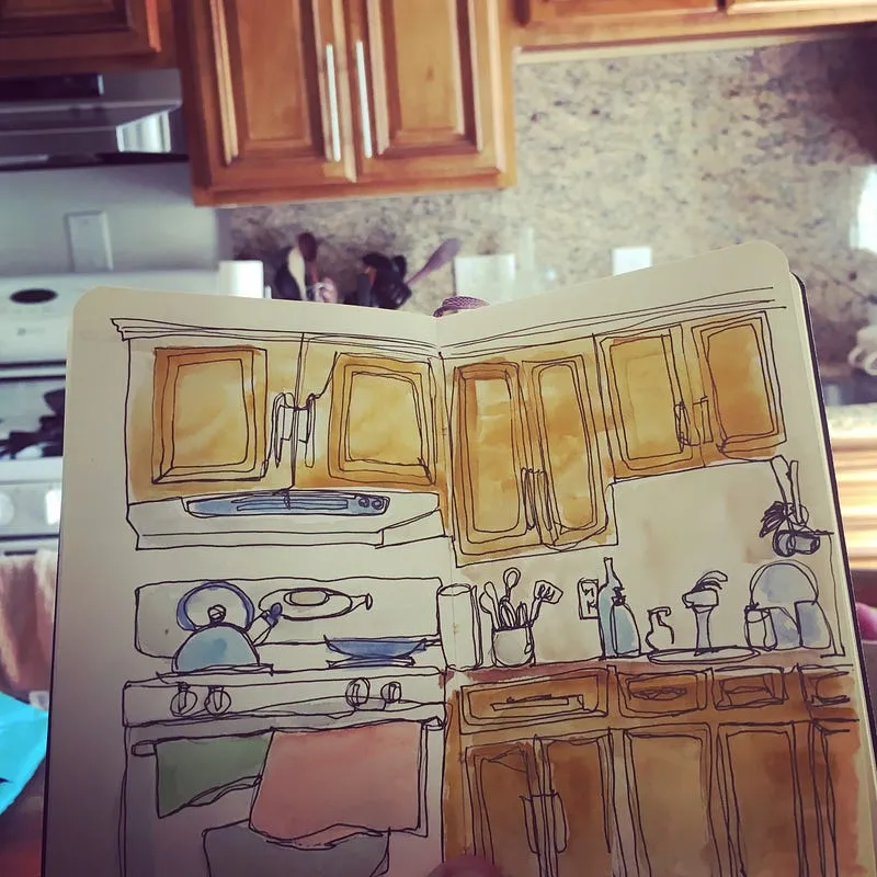 Dibujo de línea continua de la cocina