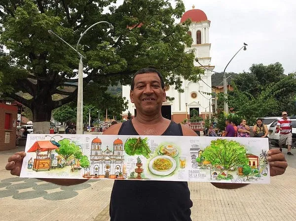 Dibujo urbano de Antioquia por Nel Correa 1