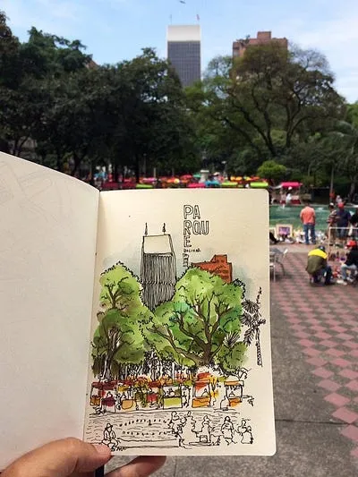 Dibujo urbano de Antioquia por Nel Correa 3